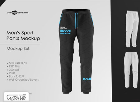 طرح لایه باز موک آپ شلوار گرمکن ورزشی - Men's Sport Pants Mockup